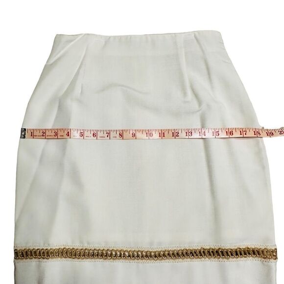 Vtg Nina K 90s cream rayon mix embroidered beaded cut out skirt suit size Small - Picture 14 of 16